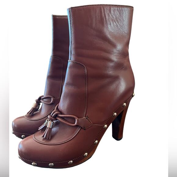 Yves Saint Laurent  Vintage Close Toe Clog Geisha 90 Leather Booties EU40/US 10 - Picture 1 of 13
